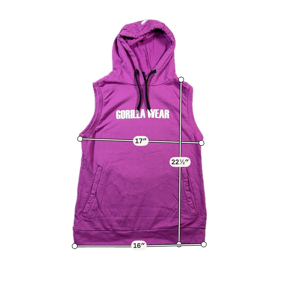 Gorilla Wear Sleeveless Hoodie Women Small Purple Logo Gym Training Workout - Picture 5 of 6